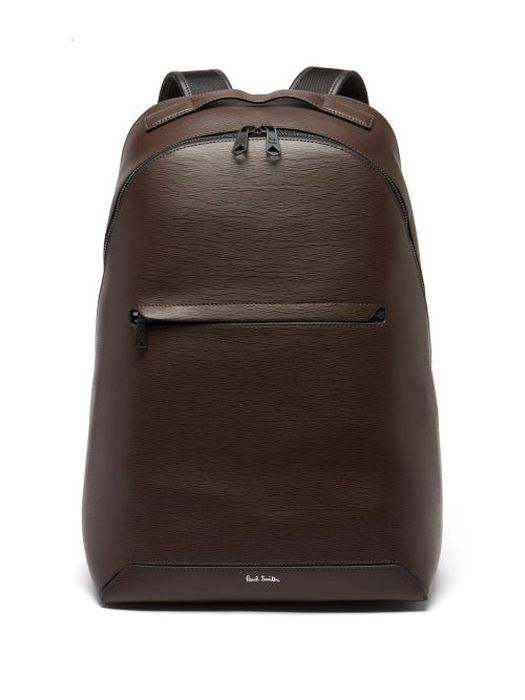 Paul Smith - Straw-grained Leather Backpack - Mens - Brown