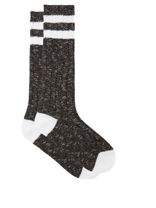 Raey - Striped Melange Cotton-blend Socks - Mens - Black Multi