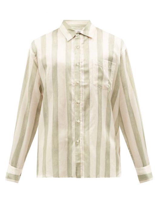 Commas - Striped Silk-blend Poplin Shirt - Mens - Green Stripe