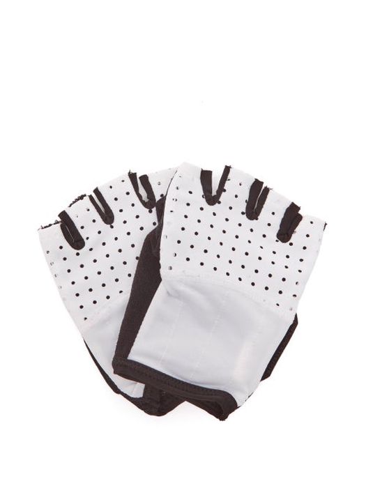 Café Du Cycliste - Summer Reversible Cycling Fingerless Gloves - Mens - Black White