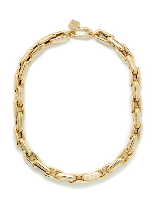 Lauren Rubinski - Diamond & 14kt Gold Chain-link Necklace - Womens - Yellow Gold