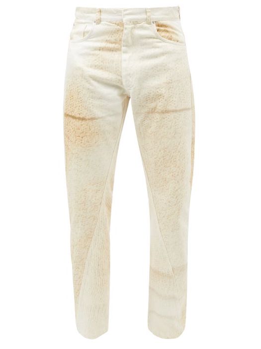 Bianca Saunders - X Wrangler Twisted-seam Knit-print Jeans - Mens - White