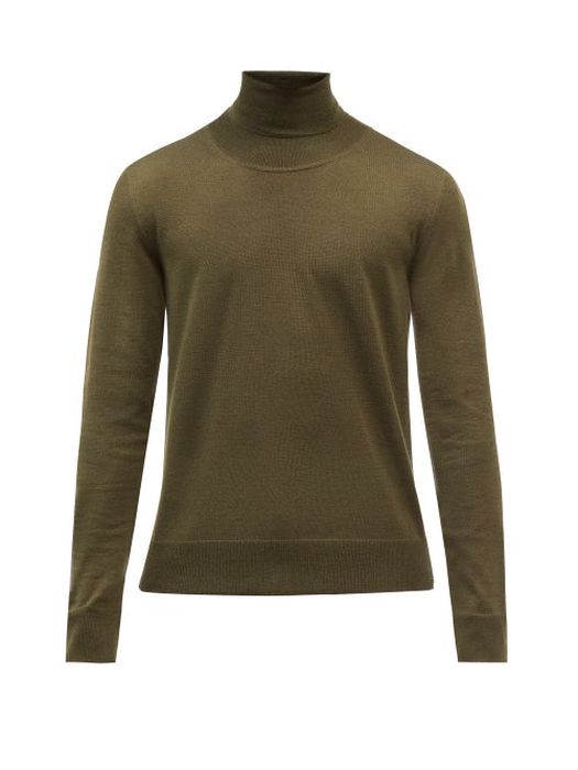 The Row - Emile Back-stripe Roll-neck Sweater - Mens - Dark Khaki