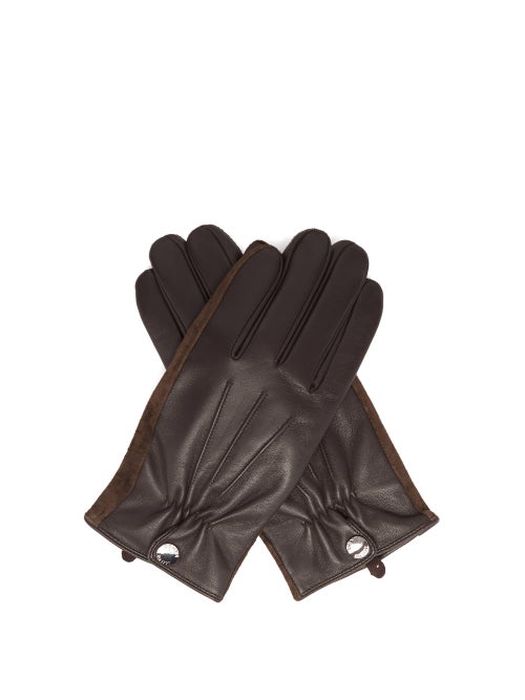 Dents - Esher Wool-lined Leather Touchscreen Gloves - Mens - Brown