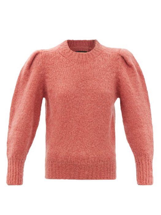 Isabel Marant - Emma Puffed-sleeve Mohair-blend Sweater - Womens - Light Pink