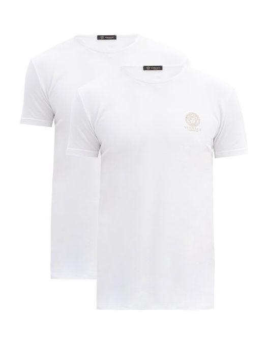 Versace - Pack Of Two Medusa-print Cotton-blend T-shirts - Mens - White