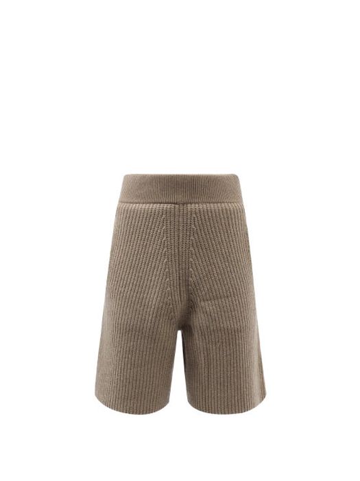 Altu - Merino-blend Rib-knit Shorts - Womens - Camel