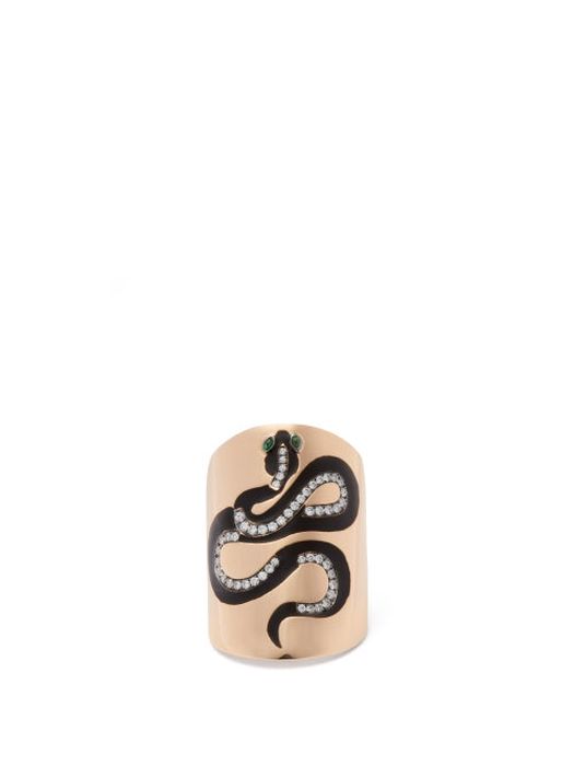 Diane Kordas - Snake Diamond, Tsavorite & 18kt Rose-gold Ring - Womens - Rose Gold