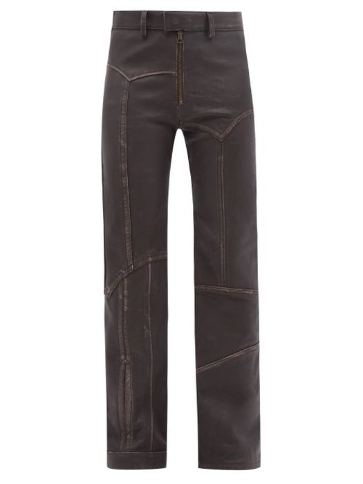 Acne Studios - Patinated Patchwork-leather Trousers - Womens - Black