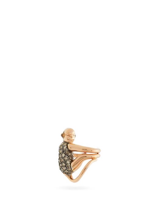Bibi Van Der Velden - Monkey Diamond & 18kt Gold Ear Cuff - Womens - Rose Gold