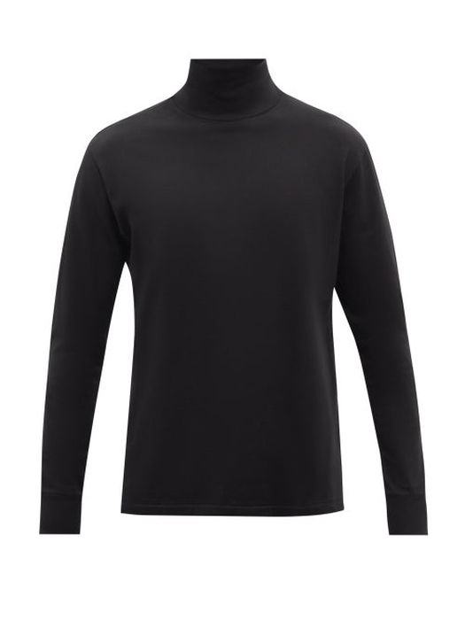 Lady White Co. - Roll-neck Cotton-jersey Long-sleeved T-shirt - Mens - Black