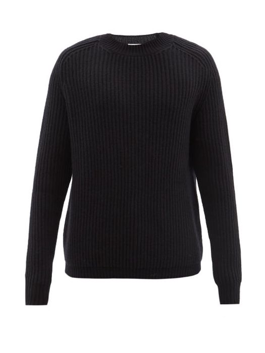 Raey - Crew-neck Merino Wool-blend Ribbed Sweater - Mens - Dark Navy