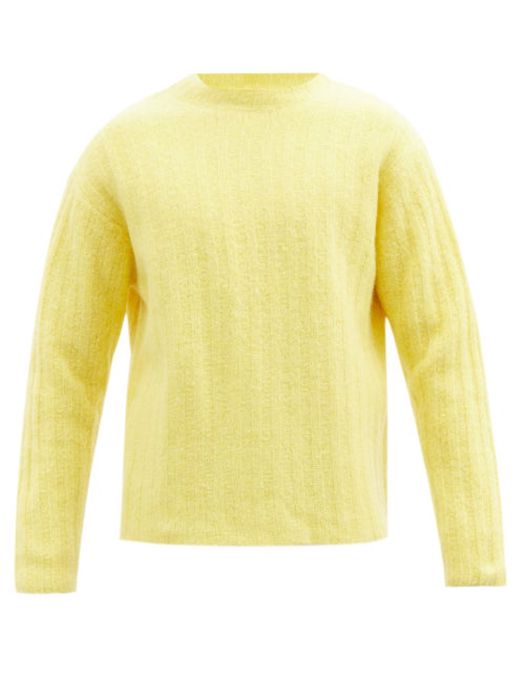 Auralee - Crew-neck Ribbed Wool-blend Sweater - Mens - Yellow