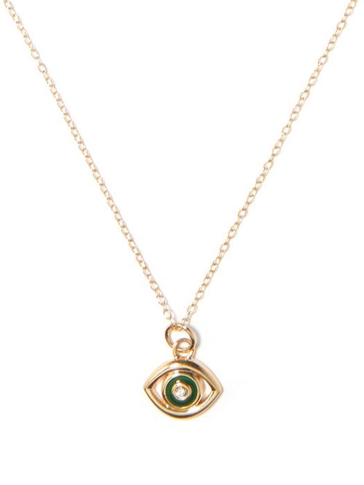 Alison Lou - Evil Eye Diamond & 14kt Gold Necklace - Womens - Green Gold
