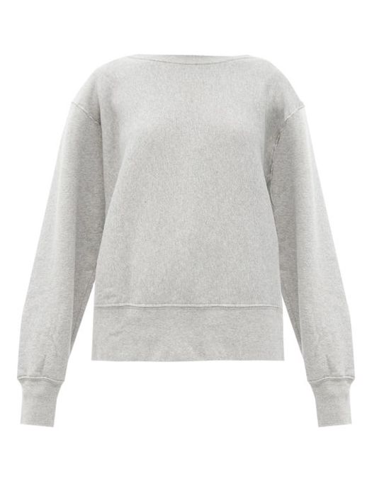 Les Tien - Crew-neck Brushed-back Cotton Sweatshirt - Womens - Grey