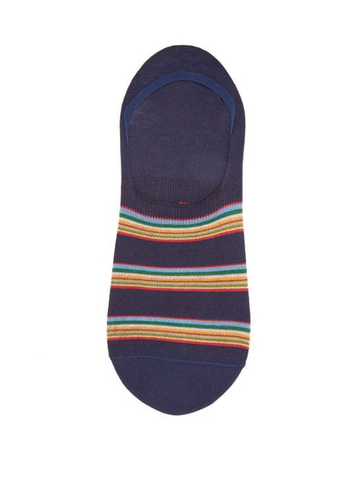 Paul Smith - Striped Cotton-blend Invisible Socks - Mens - Navy