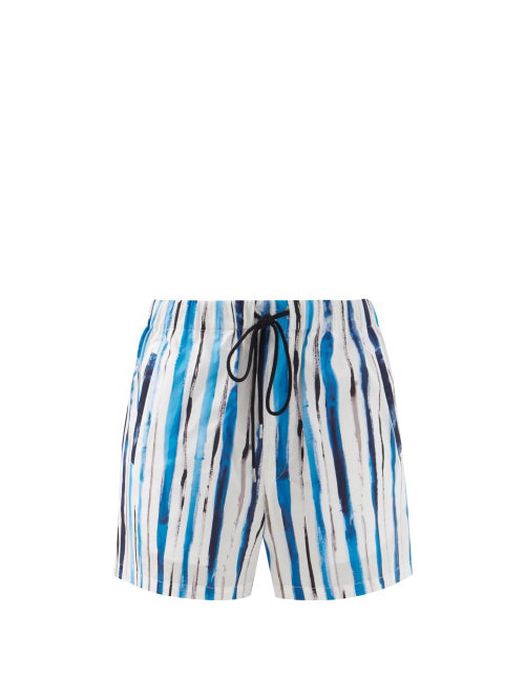 Christopher Kane - Striped Cotton-poplin Shorts - Womens - Blue White