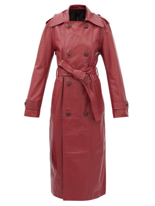 Petar Petrov - Magnus Double-breasted Leather Trench Coat - Womens - Red