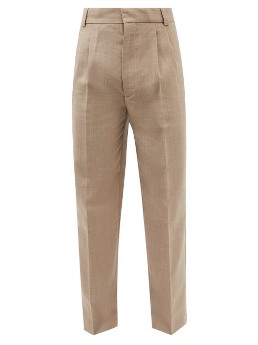 Fear Of God - High-rise Pleated Wool Trousers - Mens - Beige