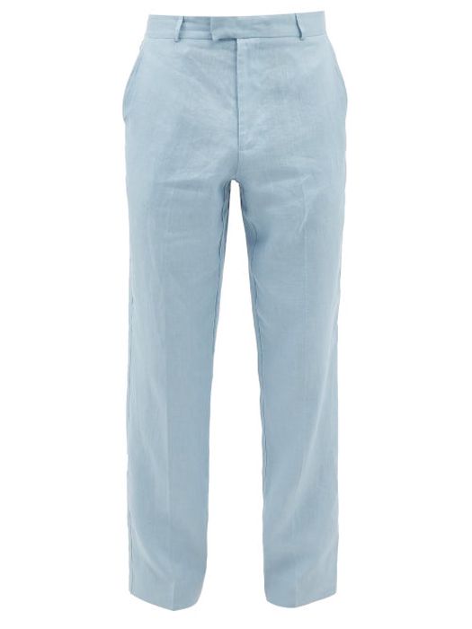 Albus Lumen - Linen Suit Trousers - Mens - Blue