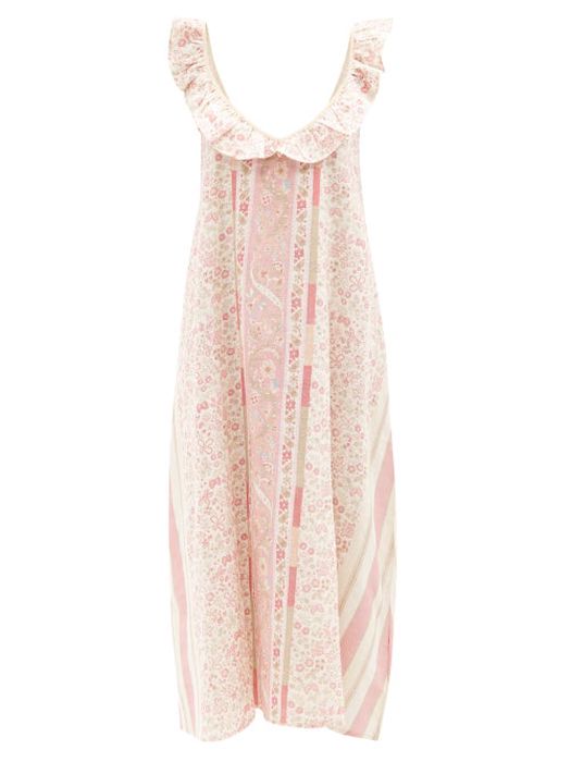 D'Ascoli - Kayva Floral-print Cotton Midi Dress - Womens - Pink Print