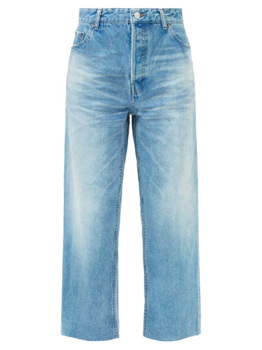 Balenciaga - Wide-leg Cropped Jeans - Womens - Light Denim