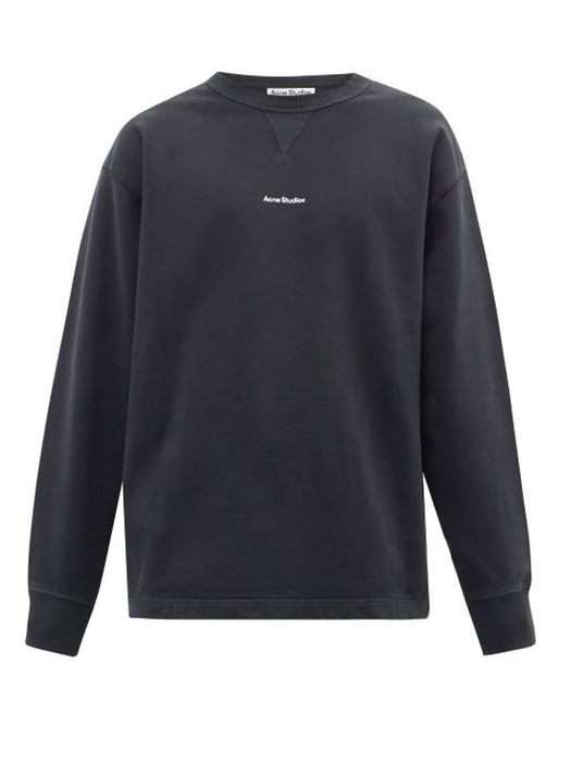 Acne Studios - Fin Logo-print Cotton-jersey Sweatshirt - Mens - Black