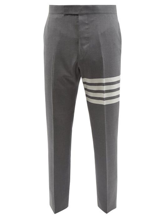 Thom Browne - Four-bar Wool Tailored Trousers - Mens - Grey