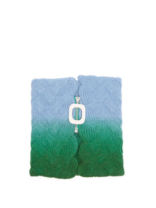 JW Anderson - Gradient Cable-knit Merino Snood - Womens - Green Blue