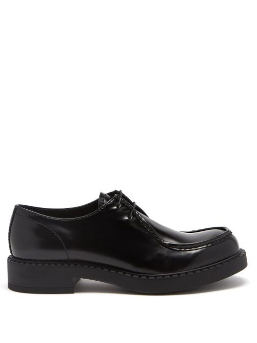 Prada - Brushed-leather Derby Shoes - Mens - Black