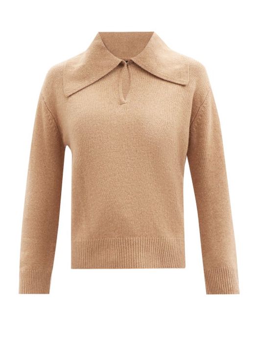 Lisa Yang - Dorothy Point-collar Cashmere Sweater - Womens - Light Brown