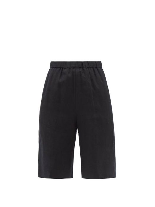 Albus Lumen - Mare Linen Shorts - Womens - Black