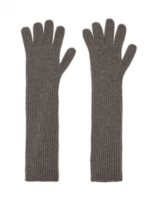 Raey - Recycled Cashmere-blend Ribbed Long Gloves - Womens - Charcoal
