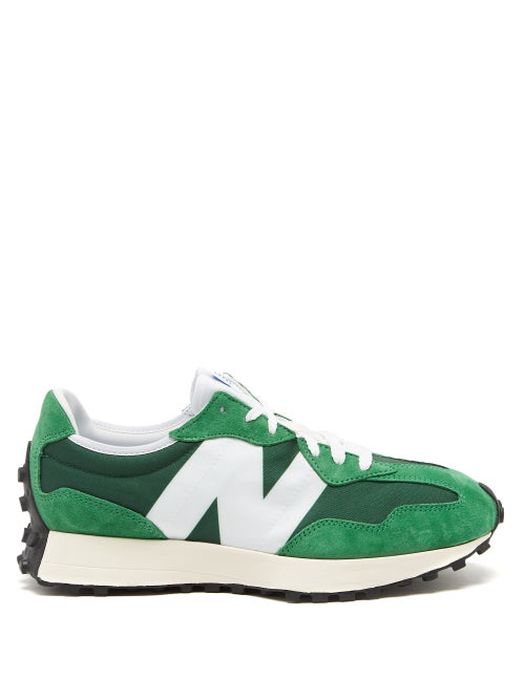 New Balance - Ms327 Nylon And Suede Trainers - Mens - Green White
