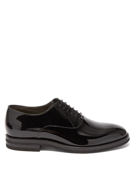Brunello Cucinelli - Patent-leather Oxford Shoes - Mens - Black