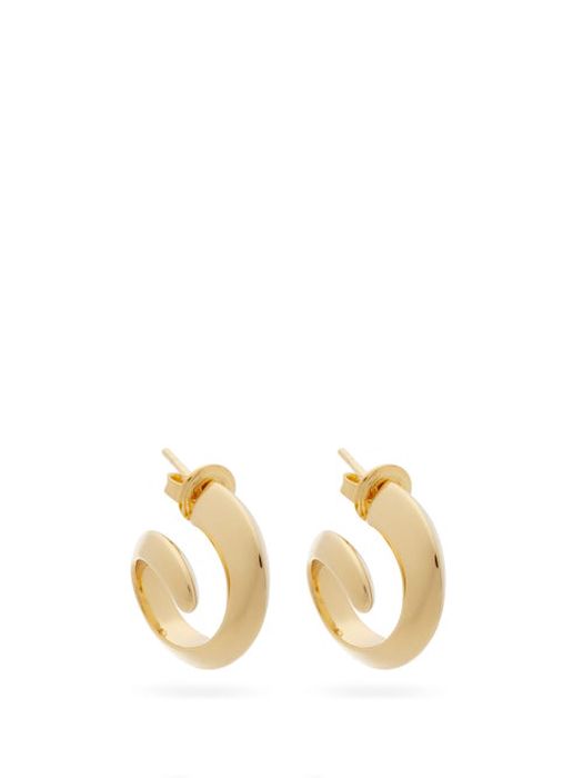 Bottega Veneta - Coiled Gold-plated Hoop Earrings - Womens - Yellow Gold