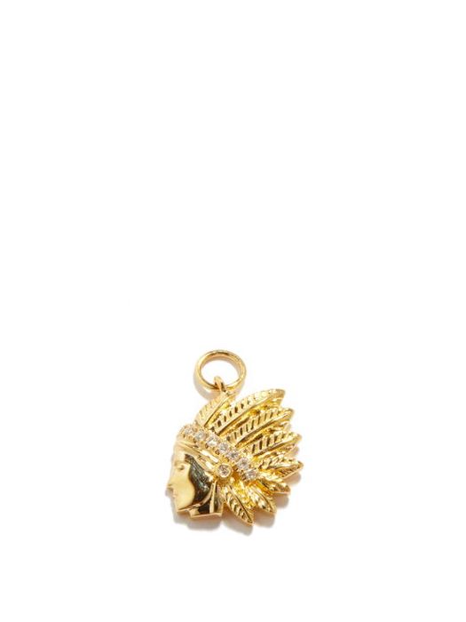 Jacquie Aiche - Chief Diamond & 14kt Gold Charm - Womens - Yellow Gold