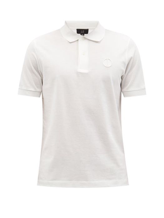 Dunhill - Logo-embroidered Mercerised-cotton Polo Shirt - Mens - Cream