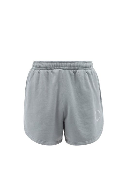 7 Days Active - Logo-print Organic-cotton Jersey Track Shorts - Mens - Grey