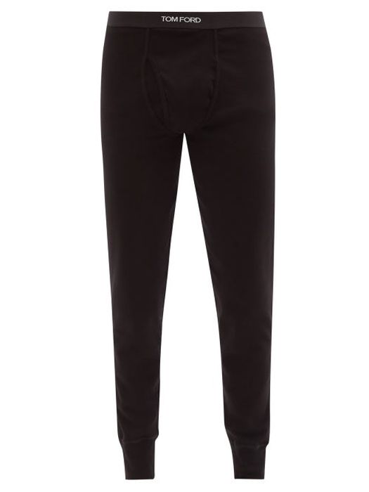 Tom Ford - Logo-jacquard Cotton-blend Jersey Thermal Leggings - Mens - Black