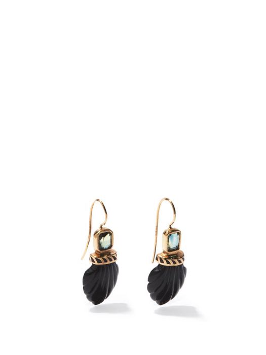 Dezso - Deco Sapphire, Onyx & 18kt Rose-gold Earrings - Womens - Black