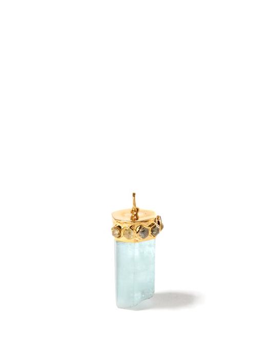 Jacquie Aiche - Diamond, Aquamarine & 14kt Gold Charm - Womens - Blue Gold