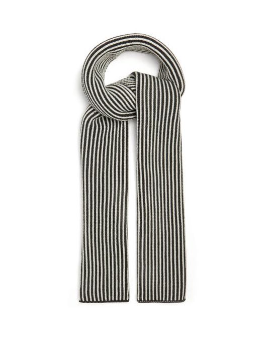 Joseph - Heavy-knit Striped Merino-blend Scarf - Womens - Dark Grey