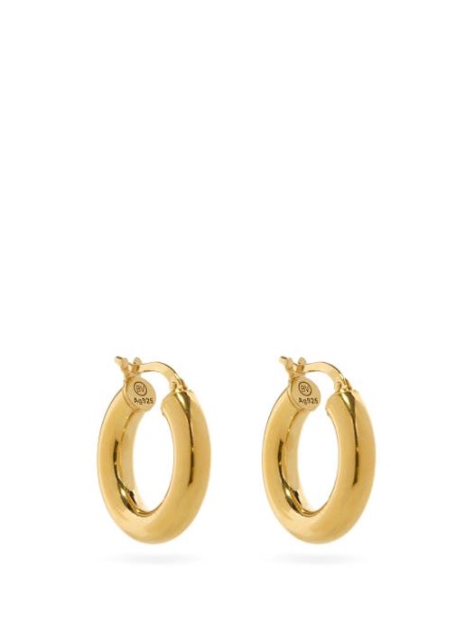 Bottega Veneta - Gold-plated Sterling-silver Hoop Earrings - Womens - Yellow Gold