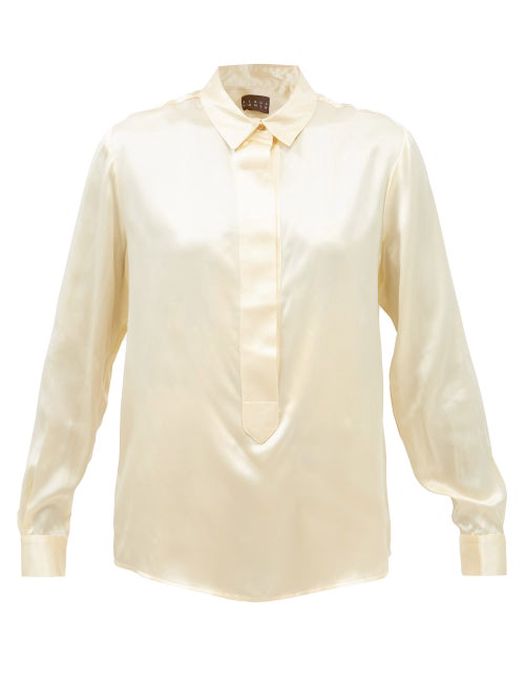 Albus Lumen - Ferias Silk-satin Shirt - Womens - Cream