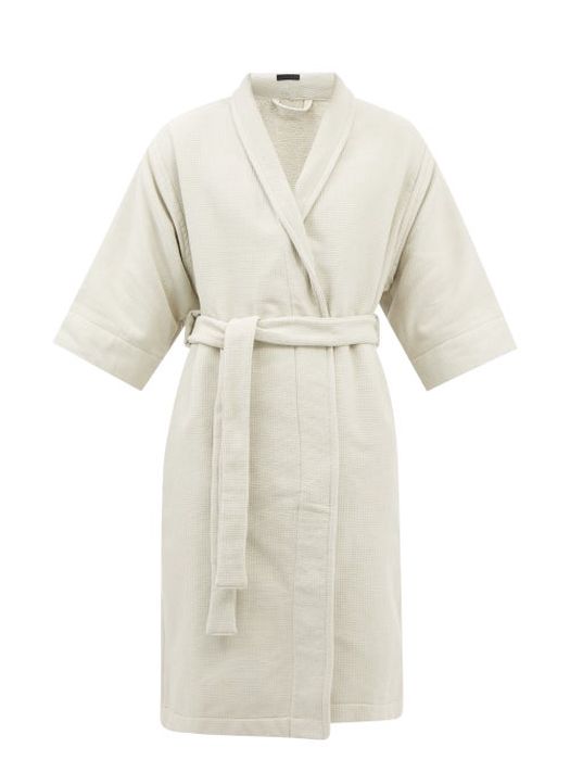 Fear Of God - Cropped-sleeve Cotton-waffle Robe - Mens - Cement