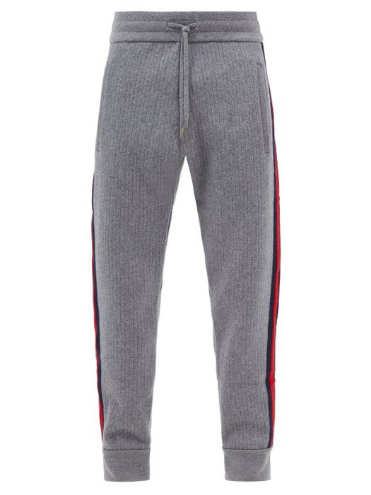 Gucci - Web-stripe Wool-blend Track Pants - Mens - Grey