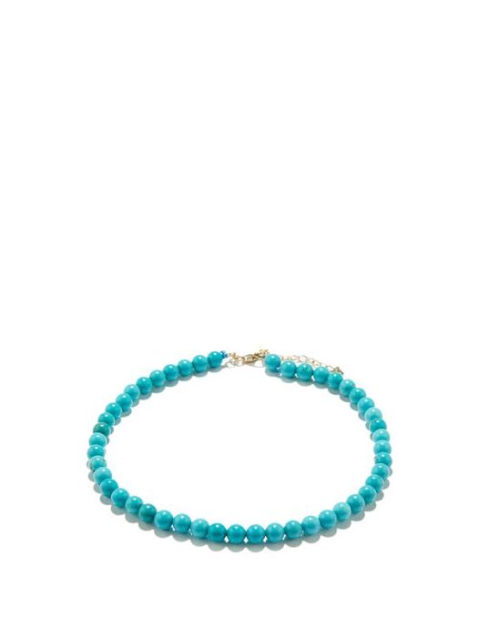 Mateo - Turquoise & 14kt Gold Anklet - Womens - Light Blue