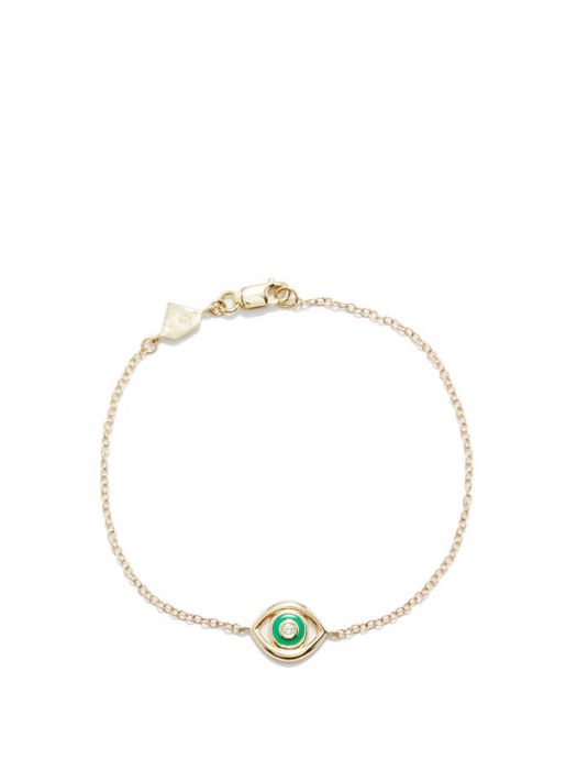 Alison Lou - Evil Eye Diamond & 14kt Gold Bracelet - Womens - Green Gold