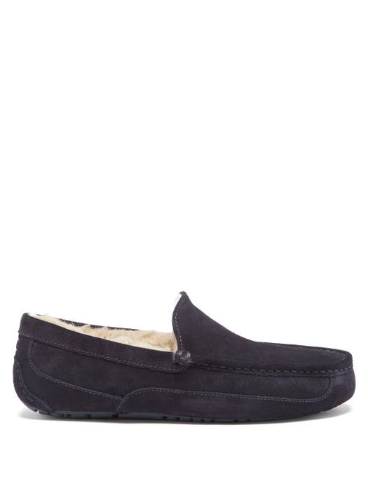 Ugg - Ascot Wool-lined Suede Slippers - Mens - Navy